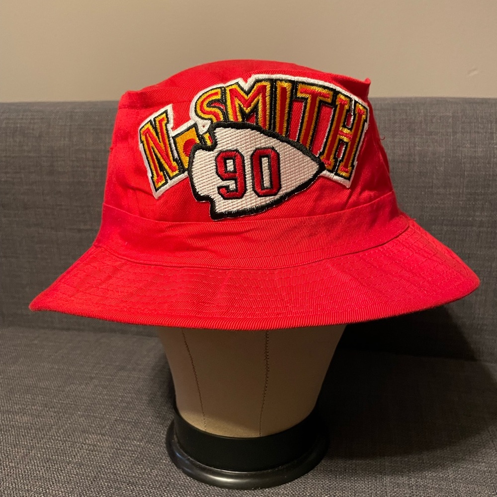 Vintage Neil Smith 90 Kansas City Chiefs Bucket Hat Size MEDIUM